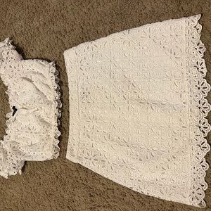 Two Piece White Floral Set